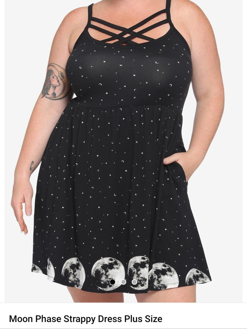 Hot Topic Black Moon Phase Strappy Dress Size 3